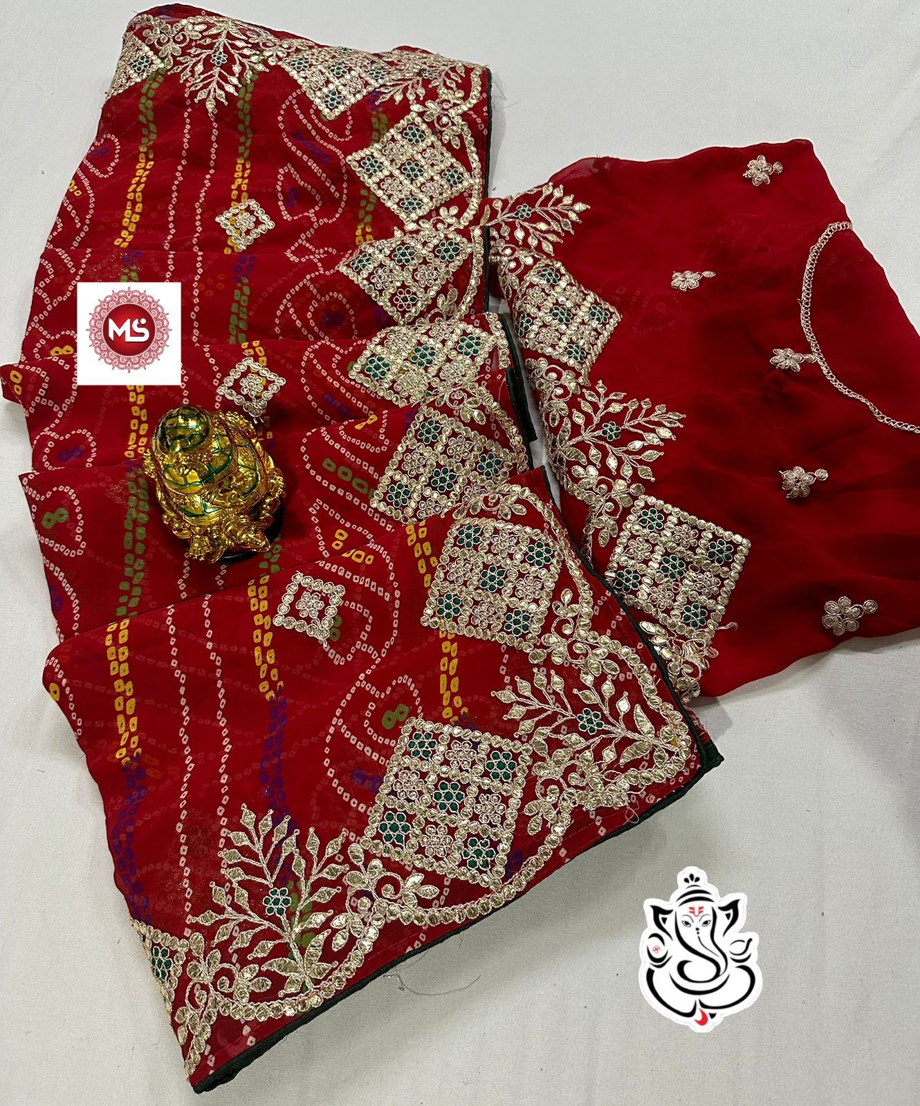 SV Heavy Gotta Patti Bandhani Printed Wedding Sarees Wholesale Price In Surat
